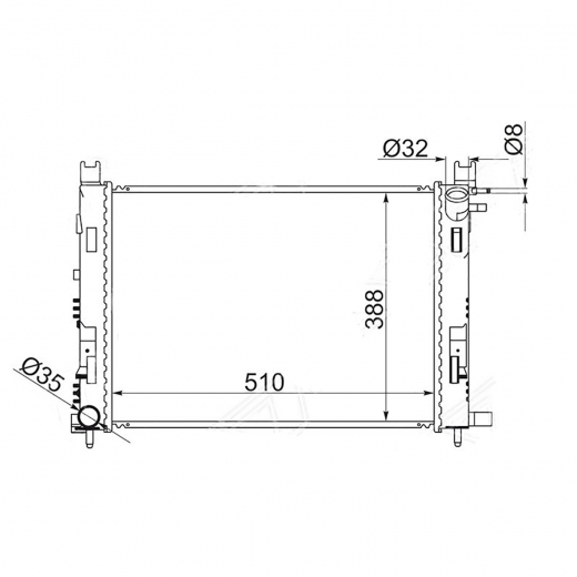 Радиатор охлаждения Renault Logan '14-'18/ Duster '11-'18/ Kaptur '16-'18 (K9K, K4M, F4R, H4M)  Китай