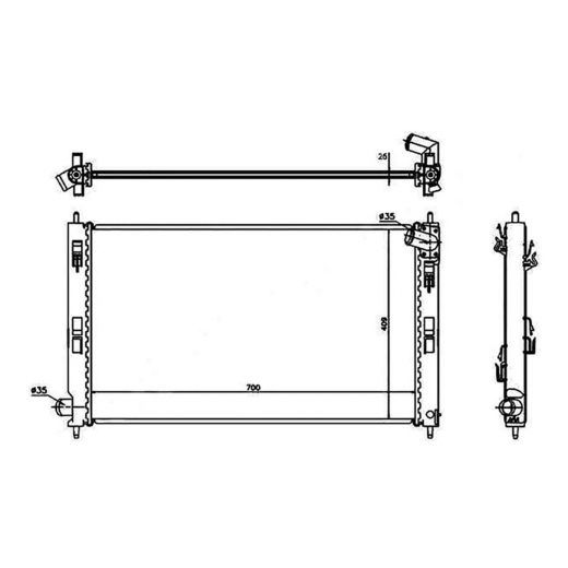 Радиатор охлаждения Mitsubishi ASX '10-'20/ Outlander '05-'12/ Lancer '07-'17/ Delica D5 '06-'22/ Galant Fortis '07-'15/ Citroen C4 Aircross '12-'16/ C-Crosser '07-'12/ Peugeot 4007 '07-'14/ 4008 '12-'15 (4B11, 4B10, 4A92, 4B12, 4A91, 4J11, 4J10, 4HN DW12) MT, CVT, AMT/DSG без охлаждения КПП Panda