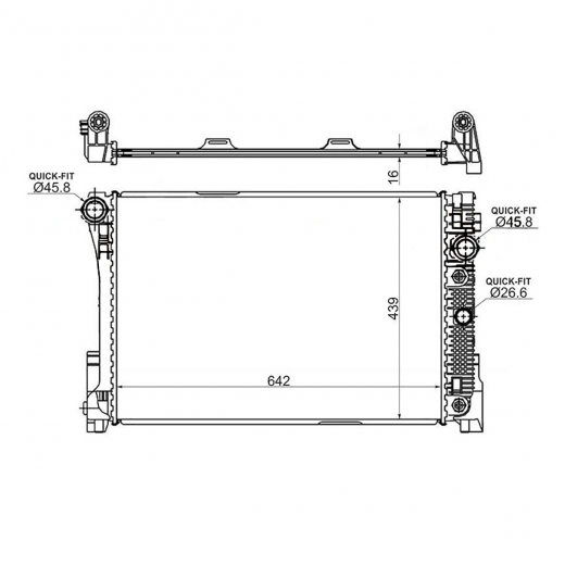 Радиатор охлаждения Mercedes-Benz C '07-'14/ E '09-'16 (271.820, 271.910, 646.811, 646.812, 651.913, 271.950, 651.911, 272.921, 271.860, 272.947, 272.948, 642.960, 272.961, 272.971, 156.985, 651.925, 651.924, 276.952, 272.980, 272.977, 642.850, 642.856, 272.983, 273.971, 278.922) E.C.H.O.