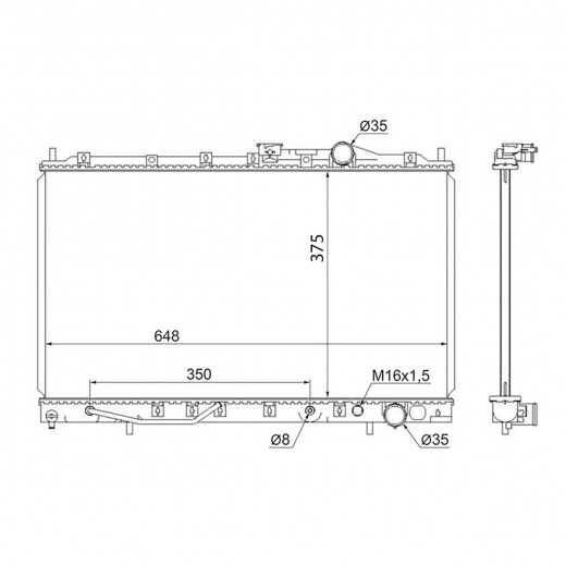 Радиатор охлаждения Mitsubishi Galant '92-'96 (4G93, 6A11, 6A12 , 4D68-T) SAT (Китай)