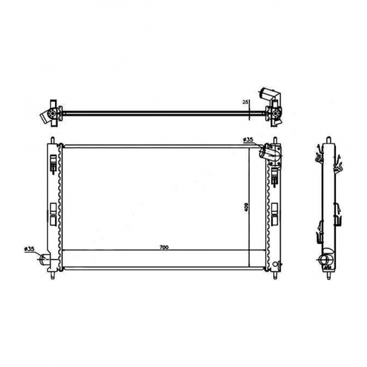 Радиатор охлаждения Mitsubishi ASX '10-'19/ Outlander '05-'12/ Lancer '07-'16/ Delica D5 '06-'19/ Citroen C-Crosser '07-'12/ Peugeot 4007 '07-'14 (4A92, 4B11, 4B10, 4B12, 4A91, 4J11) SAT (Китай)