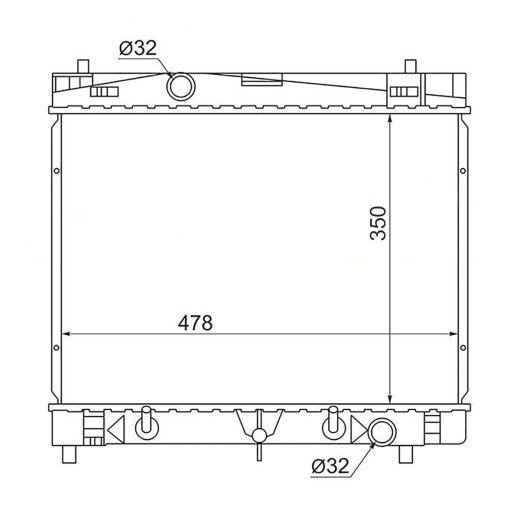 Радиатор охлаждения Toyota Vitz '05-'10/ Belta '05-'12/ ISt '07-'16/ Ractis '05-'10 (2NZ-FE, 2ZR-FE, 1NZ-FE) AT SAT Китай