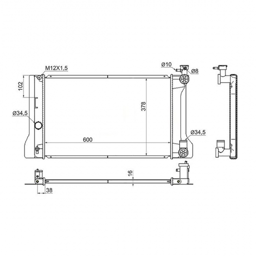 Радиатор охлаждения Pontiac Vibe '08-'11/ Toyota Matrix '08-'14 (2ZR-FE, 2AZ-FE) SAT Китай