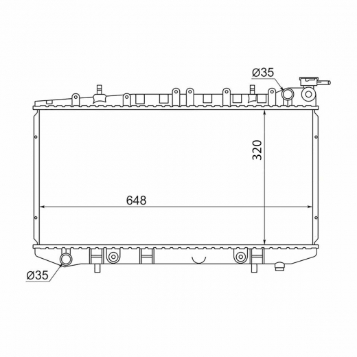 Радиатор охлаждения Nissan Wingroad/ AD/ Sunny/ Lucino '90-'99/ Pulsar/ Presea '90-'00/ Almera '95-'00 (GA15DS, GA15DE, SR18DE, CD17, GA13DE, GA16DE, SR16VE, CD20, SR20DE, SR18DI) патрубок 35mm Panda