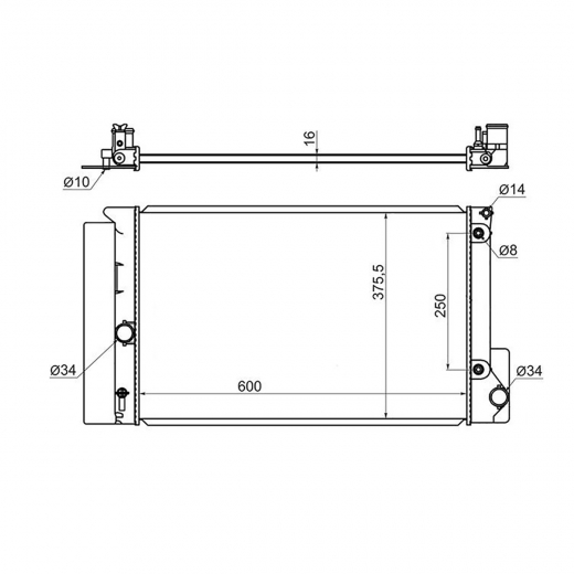 Радиатор охлаждения Toyota Corolla/ Auris '06-'12 / Rumion '07-'15 (1NZ-FE, 2ZR-FE, 2ZR-FAE, 4ZZ-FE, 1ZR-FAE, 1ZR-FE) CVT, Panda