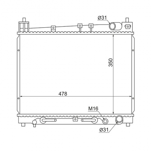 Радиатор охлаждения Toyota Vitz '99-'05/ bB '00-'05/ Funcargo '99-'05/ ISt '02-'07/ Platz '99-'05/ Probox '02-'14/ Raum '03-'11/ Succeed '02-'14/ Echo '99-'05/ Will Cypha '02-'05 (2NZ-FE, 1NZ-FE) AT с охлаждением КПП контрактный в сборе