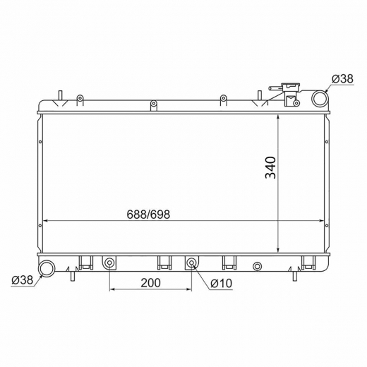 Радиатор охлаждения Subaru Impreza '92-'02/ Forester '97-'02 (EJ18E, EJ15E, EJ16E, EJ20E, EJ161, EJ201, EJ151, EJ204, EJ181, EJ20J, EJ202, EJ254) AT бачки сверху, с заливной горловиной контрактный в сборе