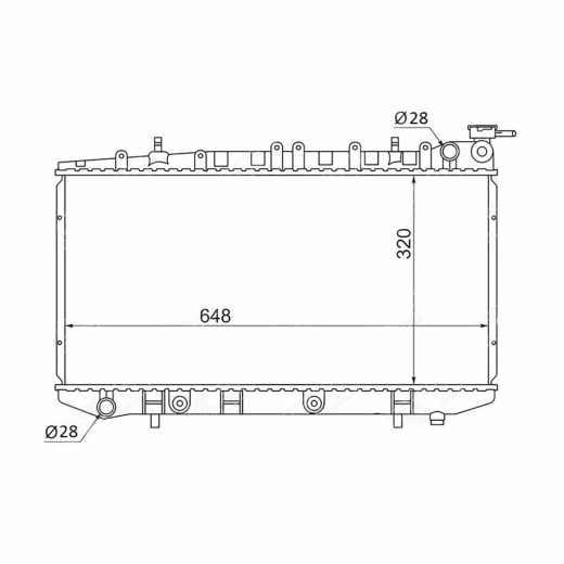 Радиатор охлаждения Nissan Sunny/ Pulsar / Presea '90-'95 / Wingroad / AD '90-'99 (GA15DS, GA15DE, GA13DS, GA16DE, GA13DE) патрубок 28mm контрактный в сборе