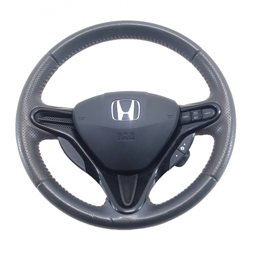 Руль Honda Insight '09-'14/ Fit Shuttle '11-'15/ Fit '07-'13 Airbag (3 луча, кожа, кнопки) контрактный