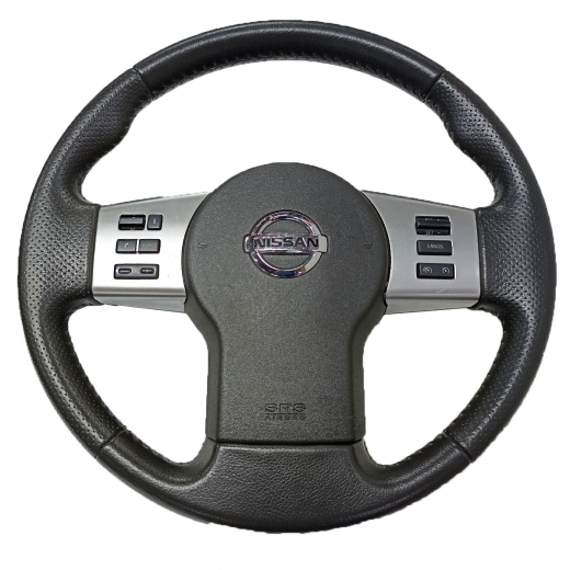 Руль Nissan Pathfinder '05-'14/ Navara '05-'15 Airbag (3 луча, кожа, кнопки аудио, круиз) контрактный