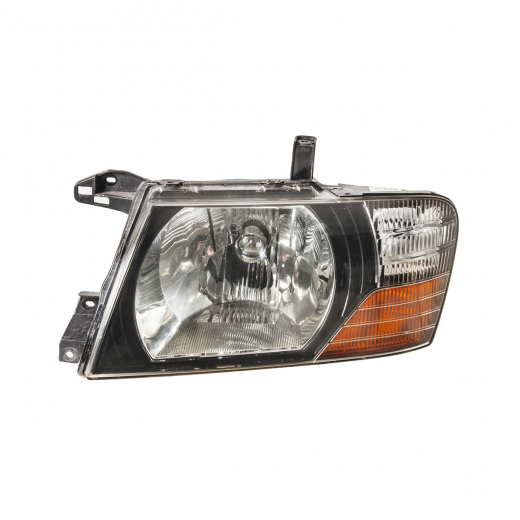 Фара Mitsubishi Montero '00-'06/ Pajero '99-'07 левая черный, желтый поворотник (100-87420) контрактная