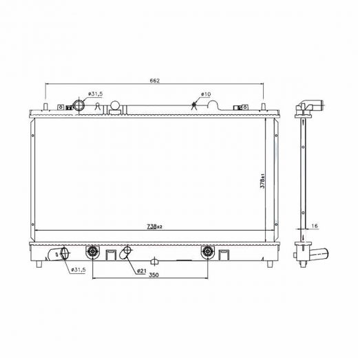 Радиатор охлаждения Mazda Mazda 6 '02-'07 (AJ-DE) SAT (Китай)