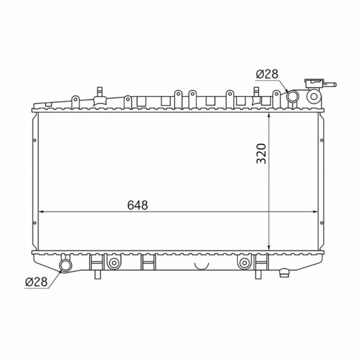 Радиатор охлаждения Nissan Wingroad/ AD '90-'99/ Sunny/ Pulsar/ Presea '90-'95 (GA15DS, GA15DE, GA13DS, GA16DE, GA13DE) патрубок 28mm SAT Китай