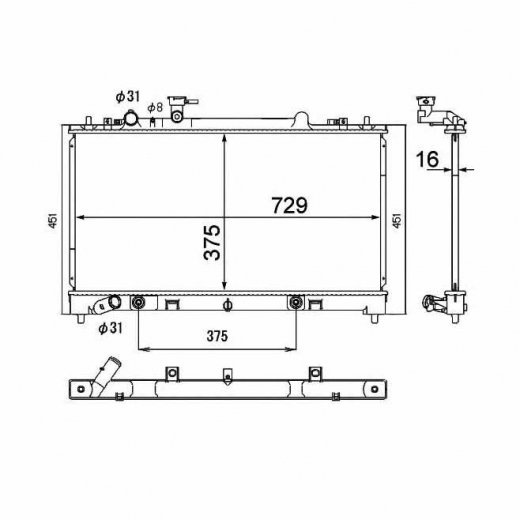 Радиатор охлаждения Mazda 6/ Atenza '05-'08 (LF-DE, L3-VE, LF-VE) Panda 